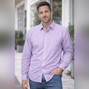 Nautica Lavender Gingham Button Down Shirt Mens Coastal Preppy Timeless Style